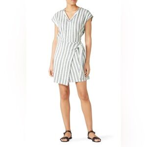 Club Monaco White and Blue Striped Wrap Dress